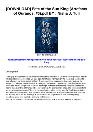 Download [DOWNLOAD] Fate of the Sun King (Artefacts of Ouranos, #3).pdf BY : Nisha J. Tuli for free