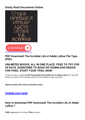 免费下载 PDF Download! The Invisible Life of Addie LaRue