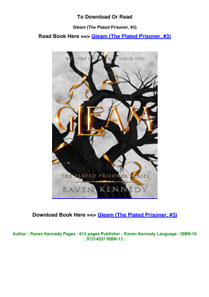 Download LINK DOWNLOAD Pdf Gleam The Plated Prisoner  3 pdf By Raven Kennedy.pdf for free