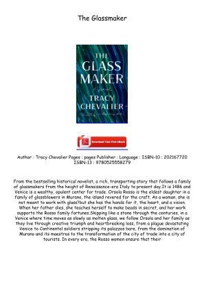 Download Read [PDF/BOOK] The Glassmaker Full Access for free