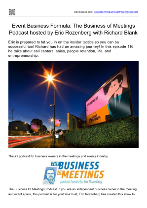 Baixe THE BUSINESS OF MEETINGS PODCAST GUEST RICHARD BLANK COSTA RICAS CALL CENTER.pptx gratuitamente