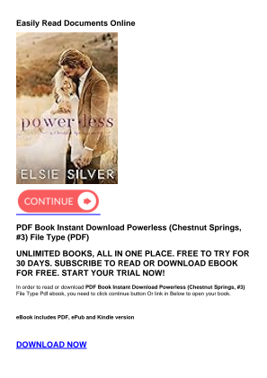 Baixe PDF Book Instant Download Powerless  (Chestnut Springs, #3) gratuitamente