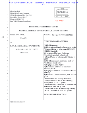 Download Lawsuit Taft v Adam Waldman Paul Barresi United States Court.pdf for free