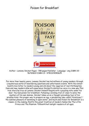 Baixe Download [EPUB/PDF] Poison for Breakfast Free Download gratuitamente