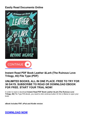 Télécharger Instant Read PDF Book Leather & Lark (The Ruinous Love Trilogy, #2) gratuitement