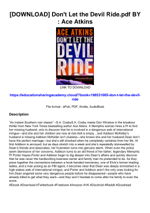Download [DOWNLOAD] Don't Let the Devil Ride.pdf BY : Ace Atkins for free