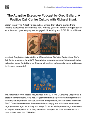 Télécharger The Adaptive Executive Podcast by Greg Ballard. A Positive Call Centre Culture with Richard Blank.pdf gratuitement