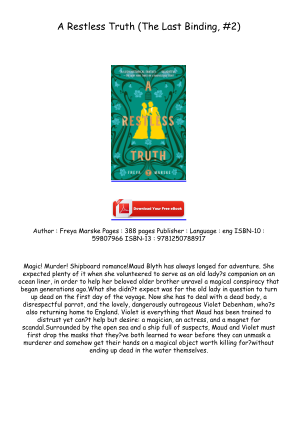 Download Get [PDF/EPUB] A Restless Truth (The Last Binding, #2) Full Page for free