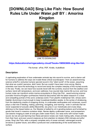 Baixe [DOWNLOAD] Sing Like Fish: How Sound Rules Life Under Water.pdf BY : Amorina Kingdon gratuitamente
