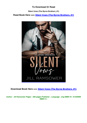 Télécharger [LINK] DOWNLOAD ePub Silent Vows (The Byrne Brothers, #1).pdf By Jill Ramsower gratuitement