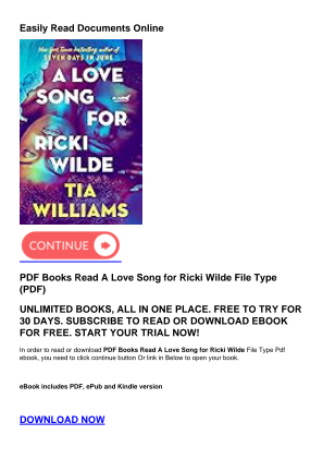 Download PDF Books Read A Love Song for Ricki Wilde for free