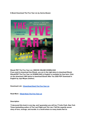 Descargar (PDF) DOWNLOAD The Five Year Lie By _ (Sarina Bowen).pdf gratis