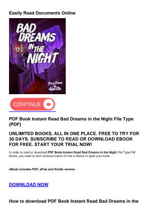 Download PDF Book Instant Read Bad Dreams in the Night for free