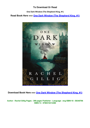 Baixe LINK ePub download One Dark Window The Shepherd King  1 pdf By Rachel .pdf gratuitamente