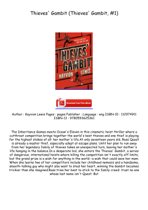 Descargar Download [PDF/EPUB] Thieves' Gambit (Thieves' Gambit, #1) Free Read gratis