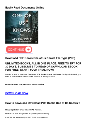 Download Download PDF Books One of Us Knows for free