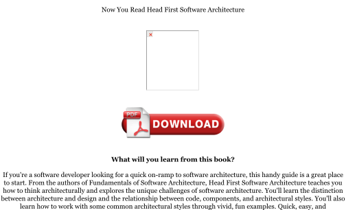 Télécharger Download [PDF] Head First Software Architecture Books gratuitement